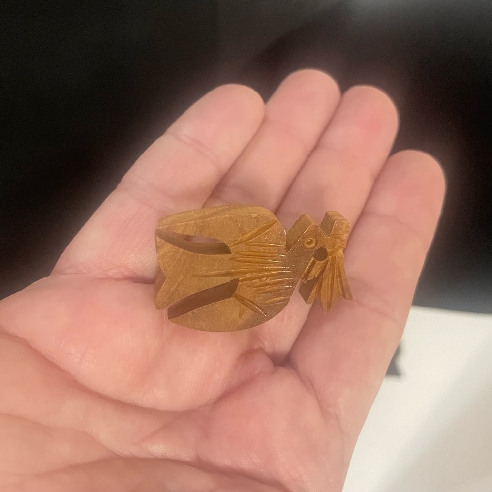 Vintage Wooden Peace Dove Pin